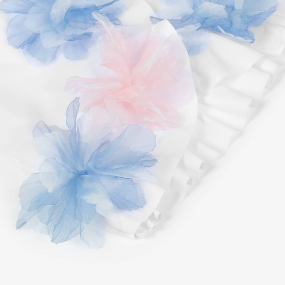 Nessi Byrd-Girls White Beach Skirt with Blue & Pink Flowers (UV50) | Childrensalon Outlet