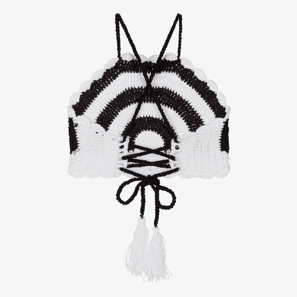 Nessi Byrd-Вязаный крючком топ в черно-белую полоску | Childrensalon Outlet