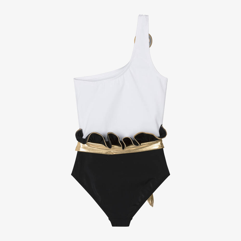 Nessi Byrd-Черно-белый купальник для девочек (UV50) | Childrensalon Outlet