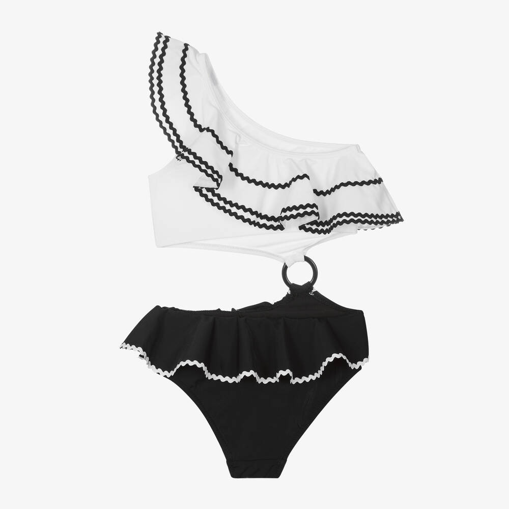 نيسي بيرد-مايّو لون أبيض وأبيض للبنات (UV50) | Childrensalon Outlet