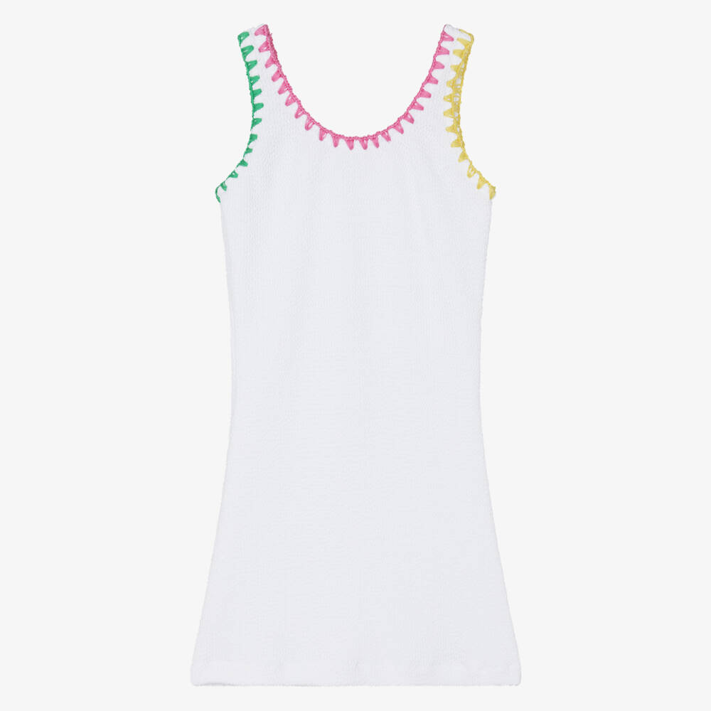 Nessi Byrd-Girls White Textured Jersey Beach Dress | Childrensalon Outlet