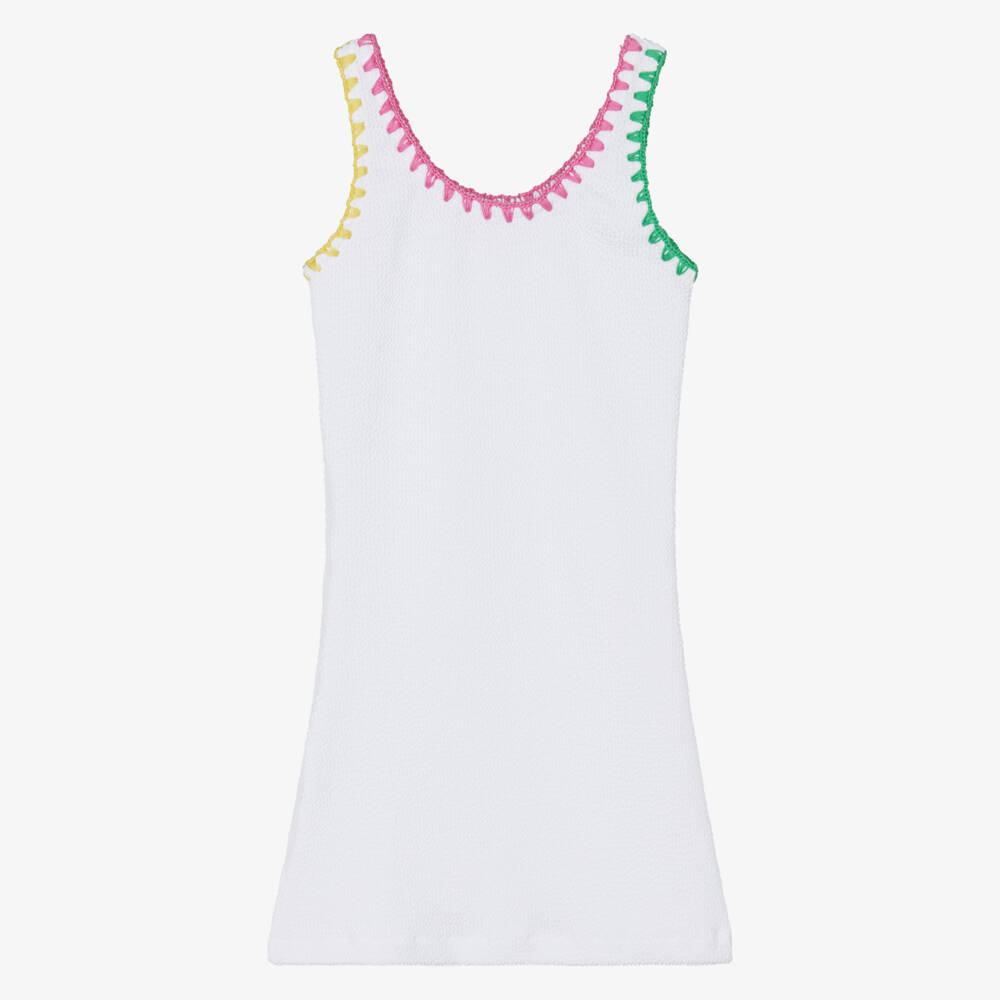 Nessi Byrd-Girls White Textured Jersey Beach Dress | Childrensalon Outlet