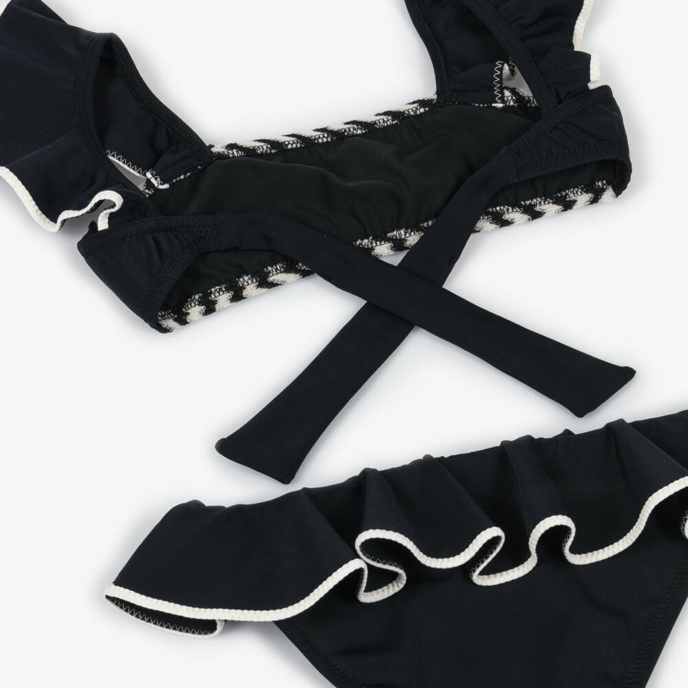 Nessi Byrd-Купальник с рюшами зигзаг для девочек черный | Childrensalon Outlet