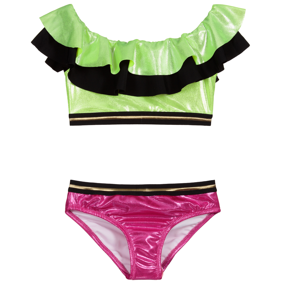 Nessi Byrd - Бикини зеленого и розового цвета (UV50) | Childrensalon