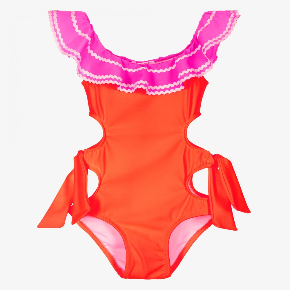 Nessi Byrd - Badeanzug in Orange und Pink (LSF 50) | Childrensalon