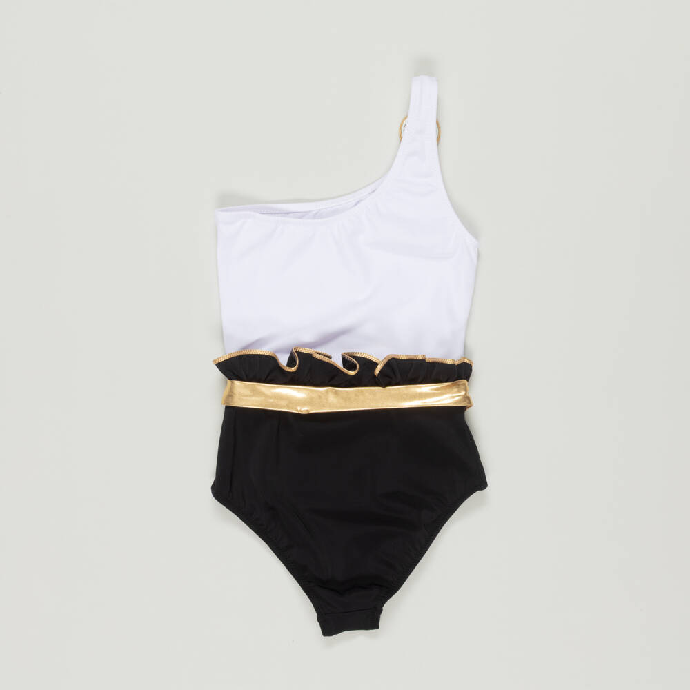 Nessi Byrd-Preloved Girls White & Black Swimsuit (10 years) | Childrensalon Outlet