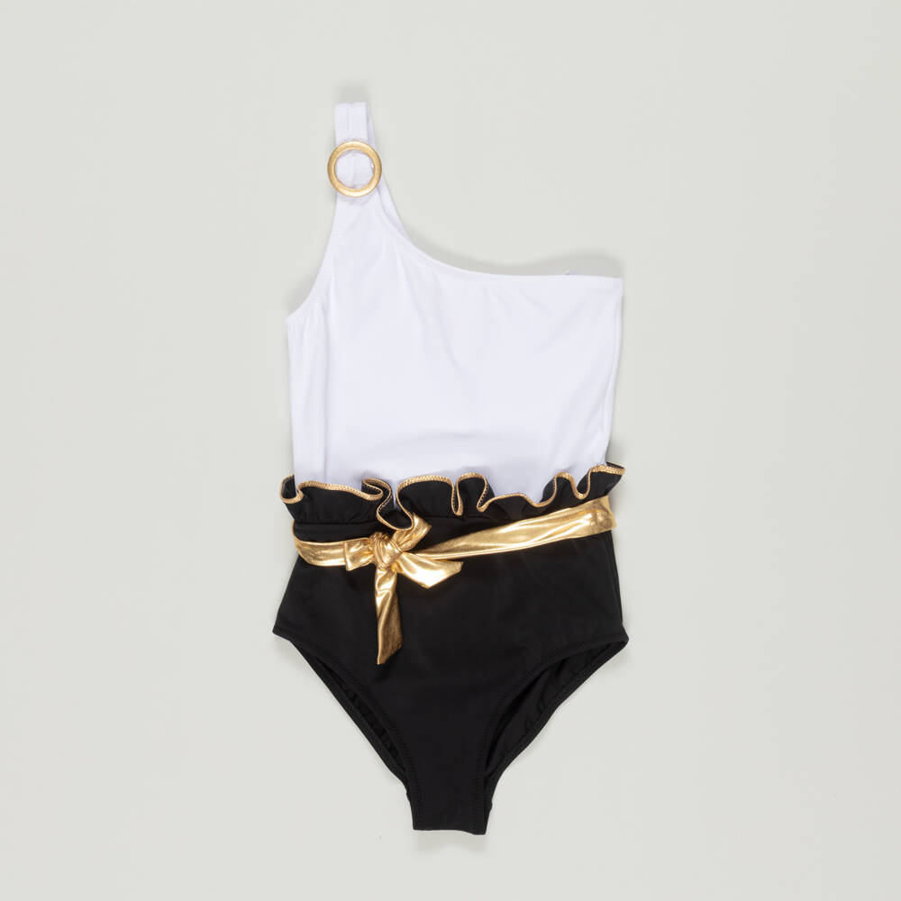 Nessi Byrd-Preloved Girls White & Black Swimsuit (10 years) | Childrensalon Outlet