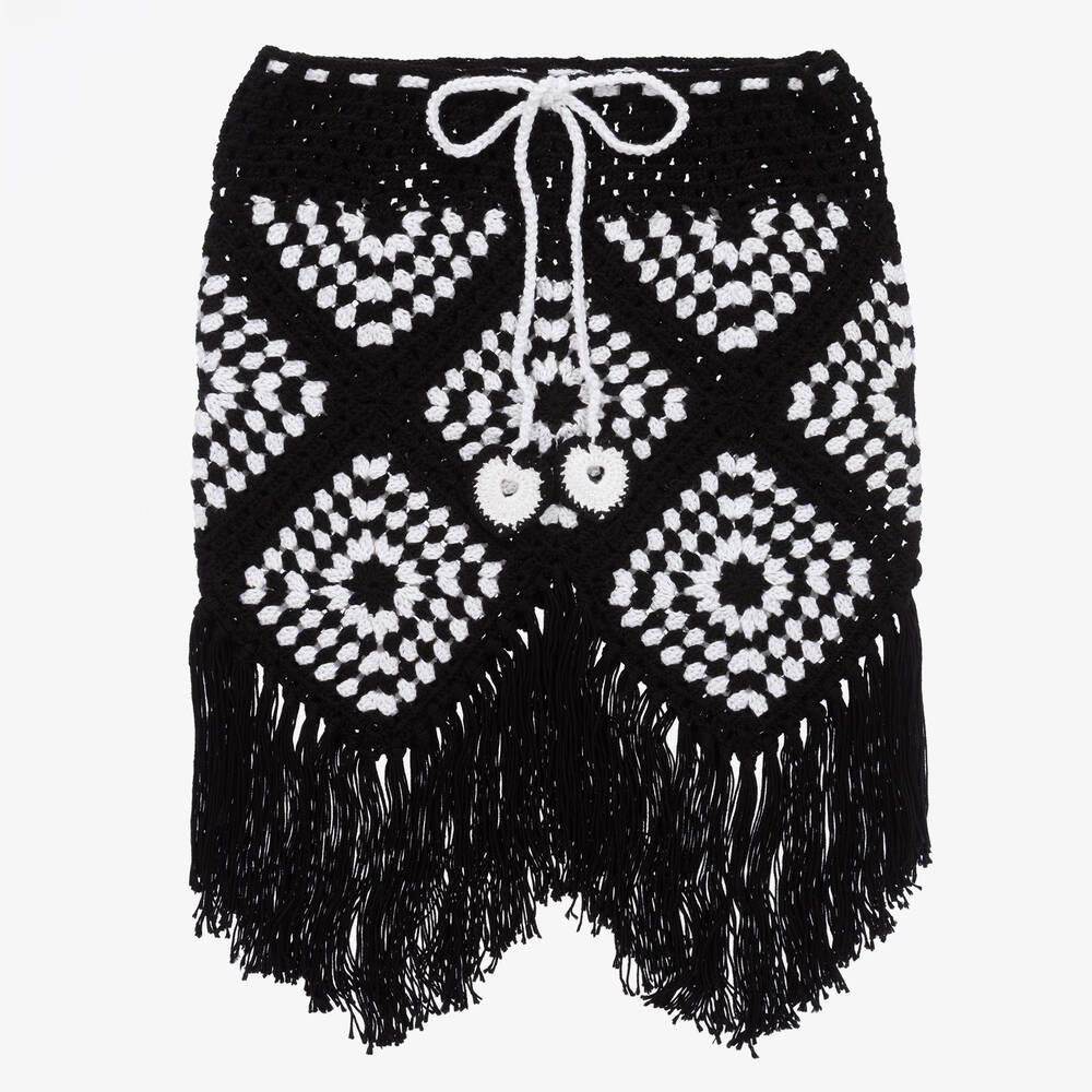 Nessi Byrd-Teen Girls Black Crochet Beach Skirt | Childrensalon Outlet