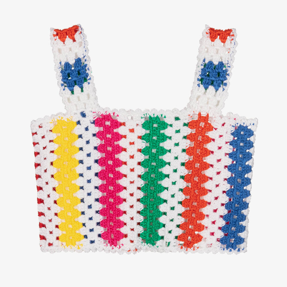 Nessi Byrd - Teen Girls Ivory Stripe Crochet Top | Childrensalon
