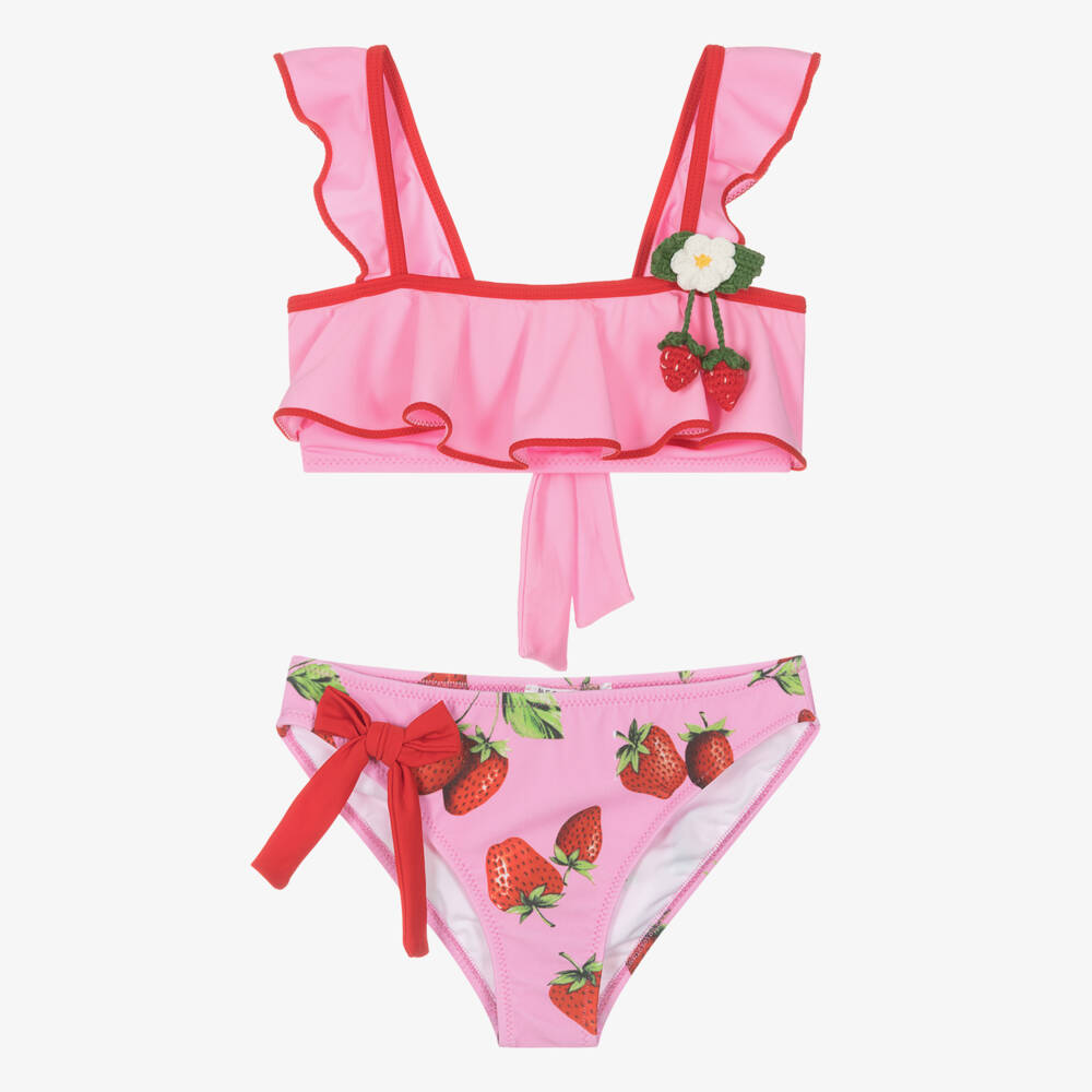 Nessi Byrd-Teen Girls Pink Strawberry Bikini Set (UV50) | Childrensalon Outlet