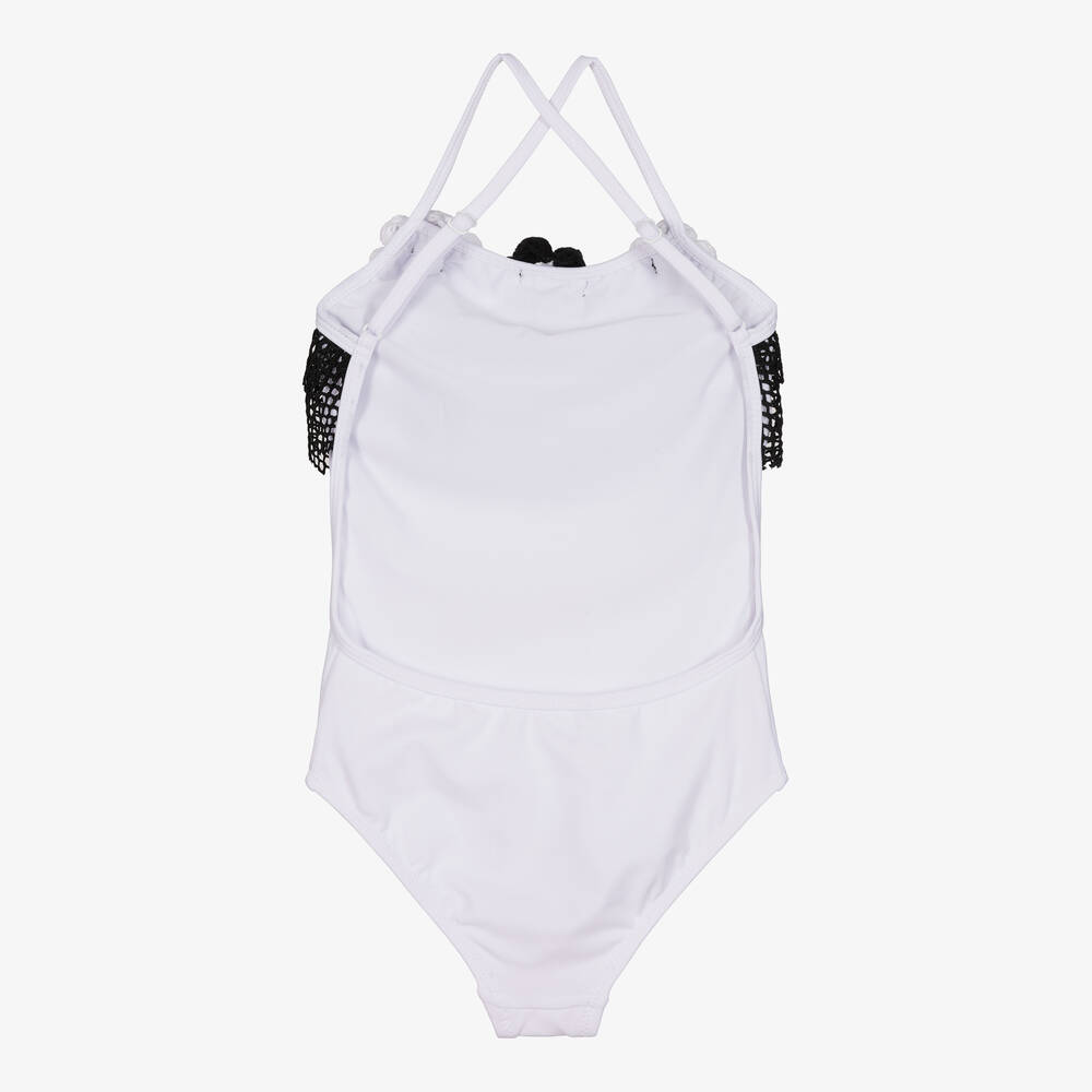 Nessi Byrd-Белый купальник с черной сеткой (UV50) | Childrensalon Outlet