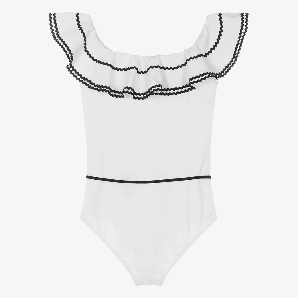 Nessi Byrd-Белый купальник с оборками для девочек-подростков (UV50) | Childrensalon Outlet