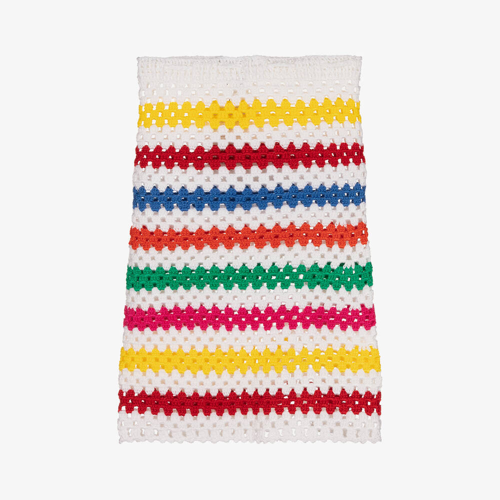 Nessi Byrd-Teen Girls White Stripe Crochet Beach Skirt | Childrensalon Outlet