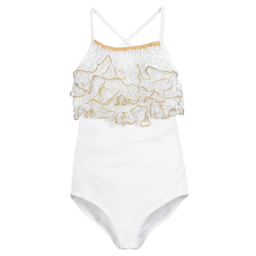 Nessi Byrd - Maillot de bain blanc Ado (UV 50) | Childrensalon