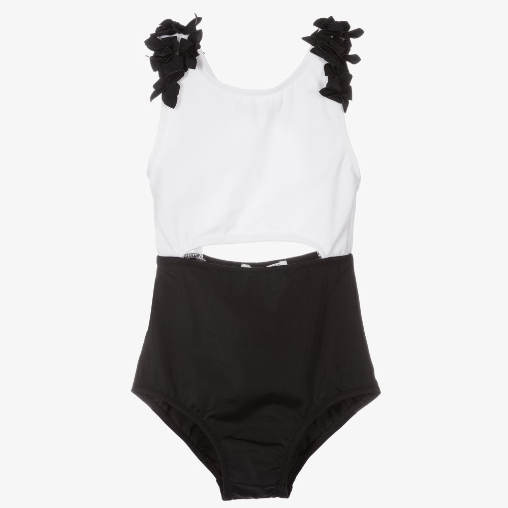 Nessi Byrd-White & Black Swimsuit (UV50) | Childrensalon Outlet