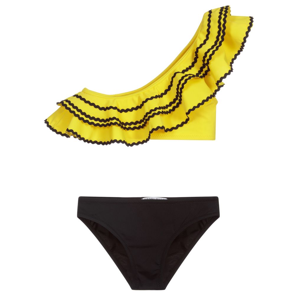 Nessi Byrd - Maillot de bain 2 pièces jaune et noir (UV 50) | Childrensalon