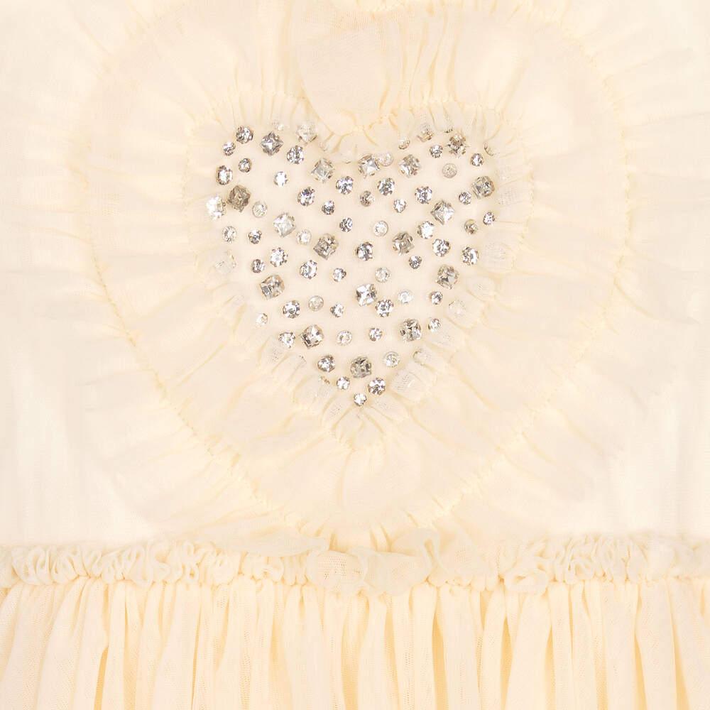 Nicki Macfarlane-Кремовое платье из тюля с сердцем | Childrensalon Outlet