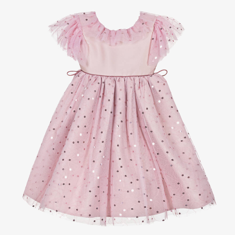 Nicki Macfarlane-Girls Pink Sequined Tulle Dress  | Childrensalon Outlet