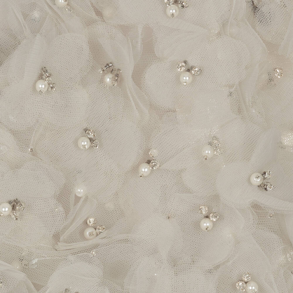 Nicki Macfarlane-Girls Silver Silk Tulle Adorned Dress | Childrensalon Outlet