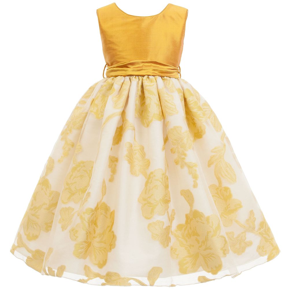Nicki Macfarlane - Gold & Ivory Silk Dress & Sash | Childrensalon