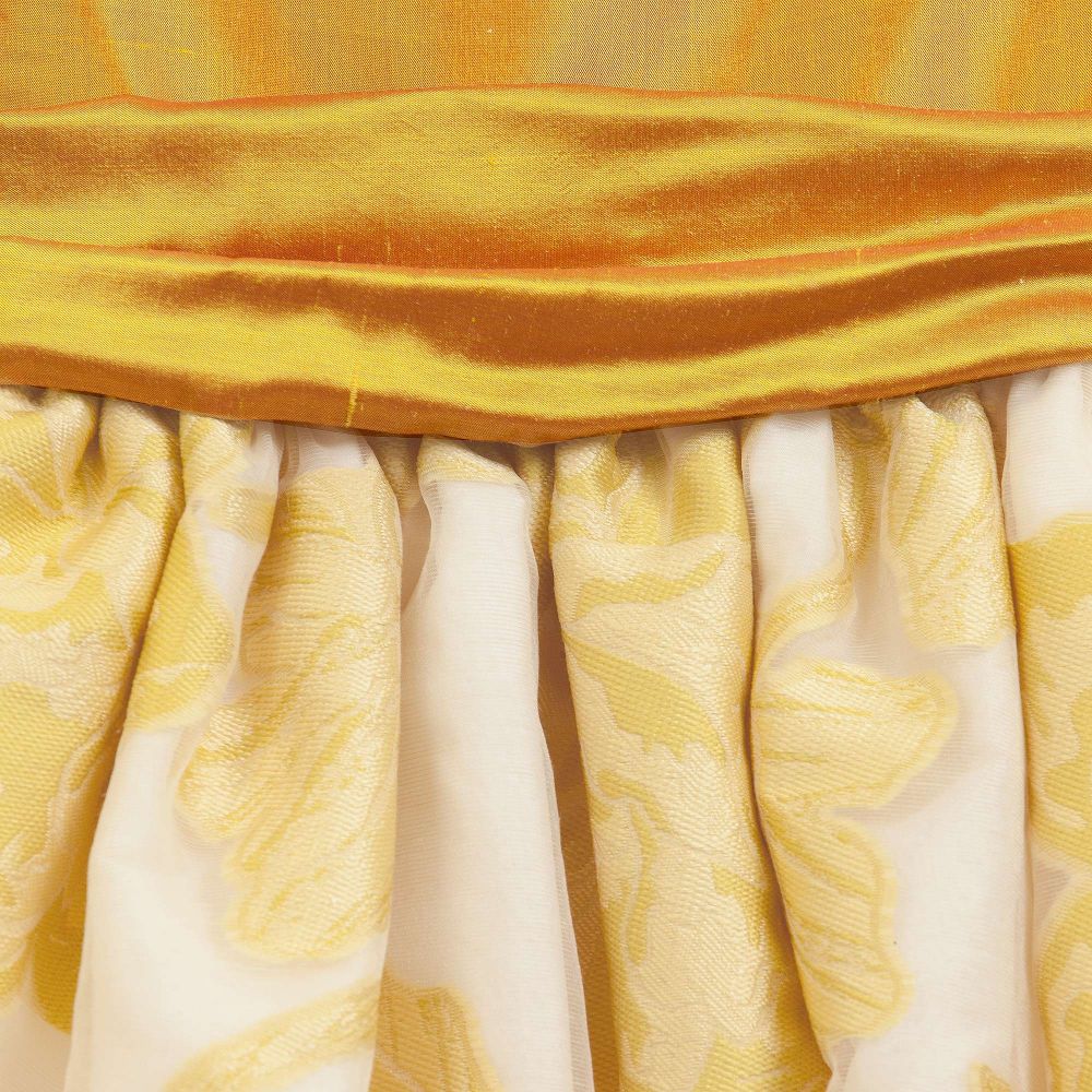 Nicki Macfarlane-فستان حرير وأورغانزا ستايل باليرينا لون ذهبي وعاجي | Childrensalon Outlet