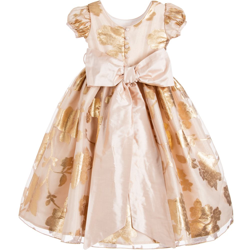 Nicki Macfarlane-Rose Gold Silk Sash Dress  | Childrensalon Outlet