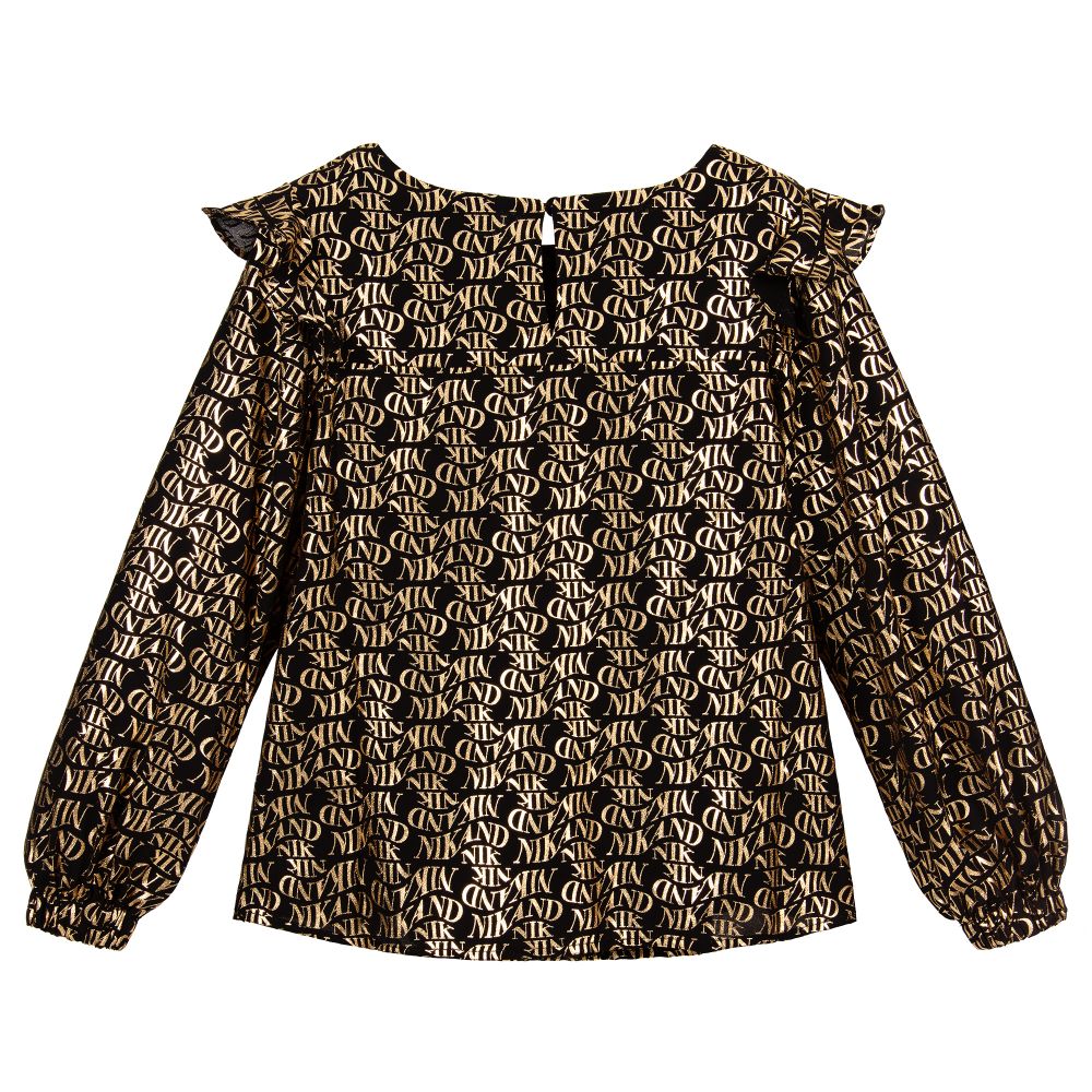 NIK&NIK-Black & Gold Blouse | Childrensalon Outlet