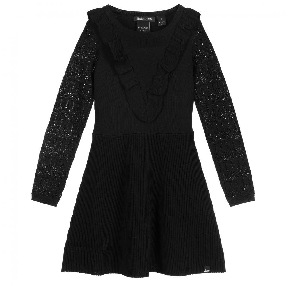 NIK&NIK - Black Knitted Viscose Dress | Childrensalon