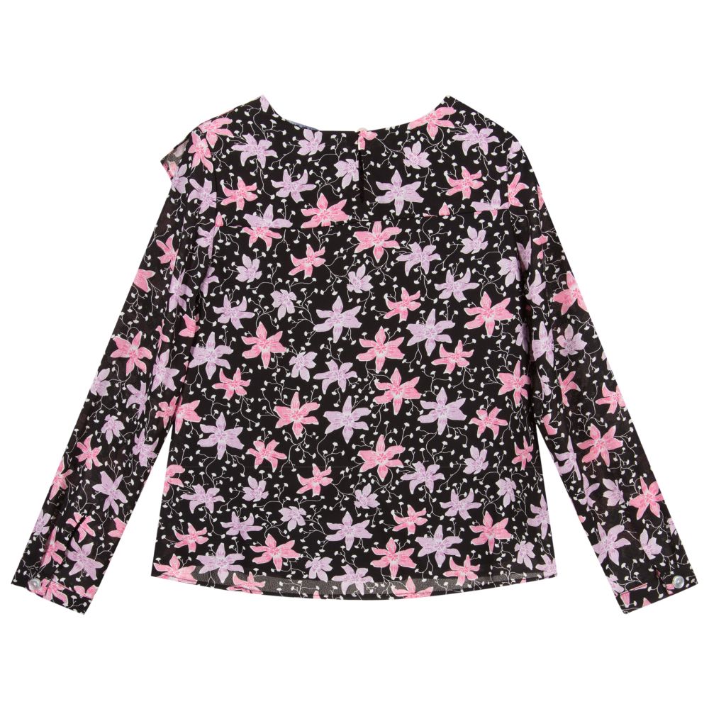 NIK&NIK-Black & Pink Floral Blouse | Childrensalon Outlet