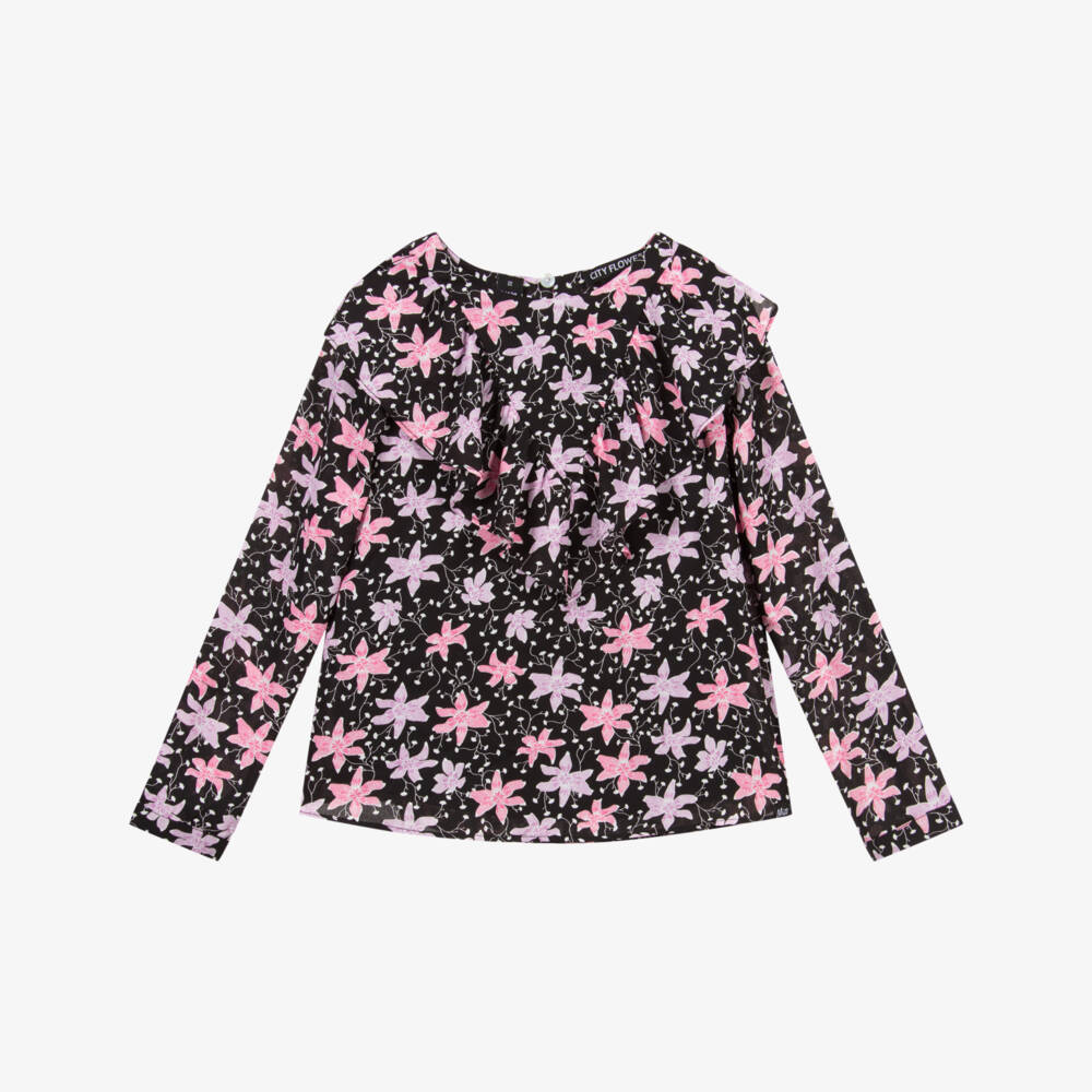 NIK&NIK-Black & Pink Floral Blouse | Childrensalon Outlet