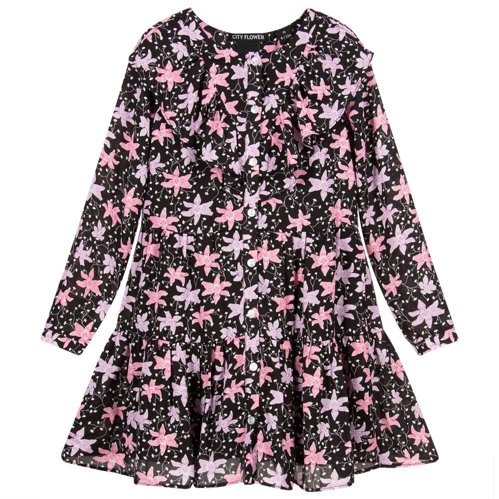 NIK&NIK - Black & Pink Floral Dress | Childrensalon