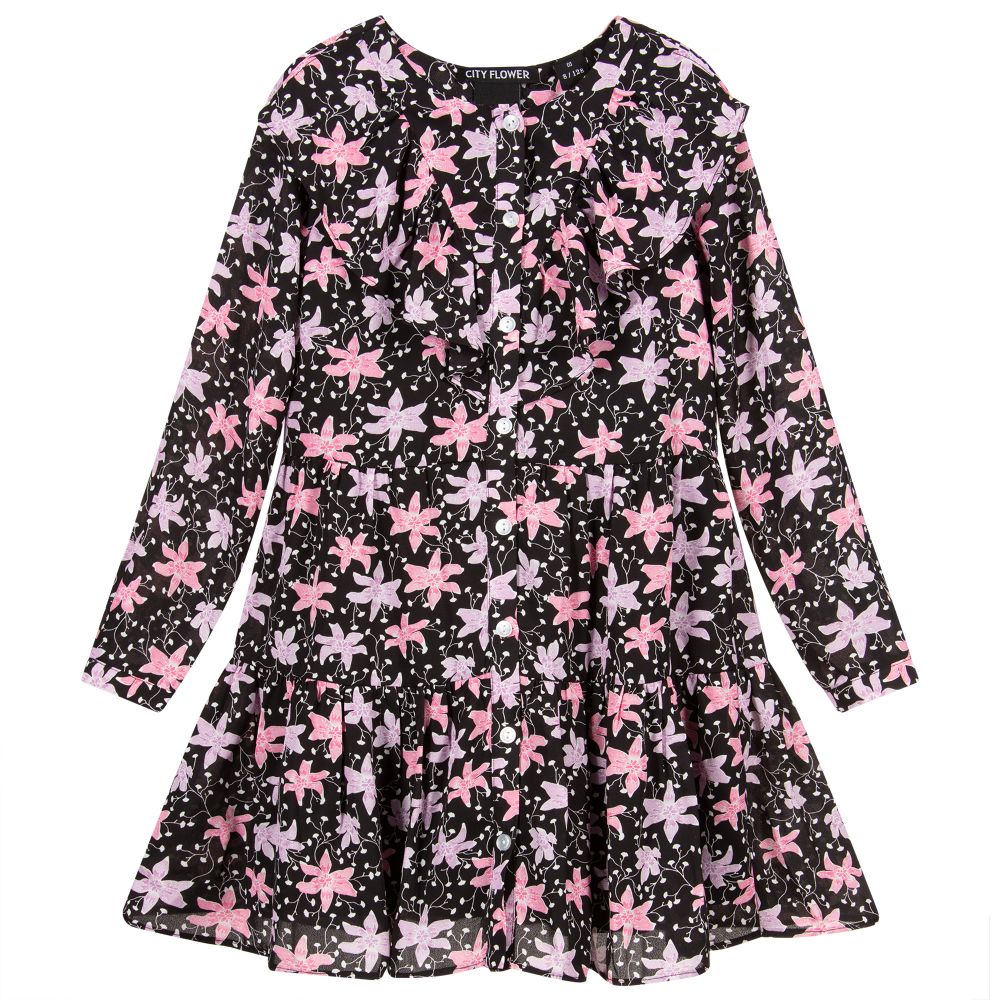 NIK&NIK - Robe noire et rose à fleurs | Childrensalon