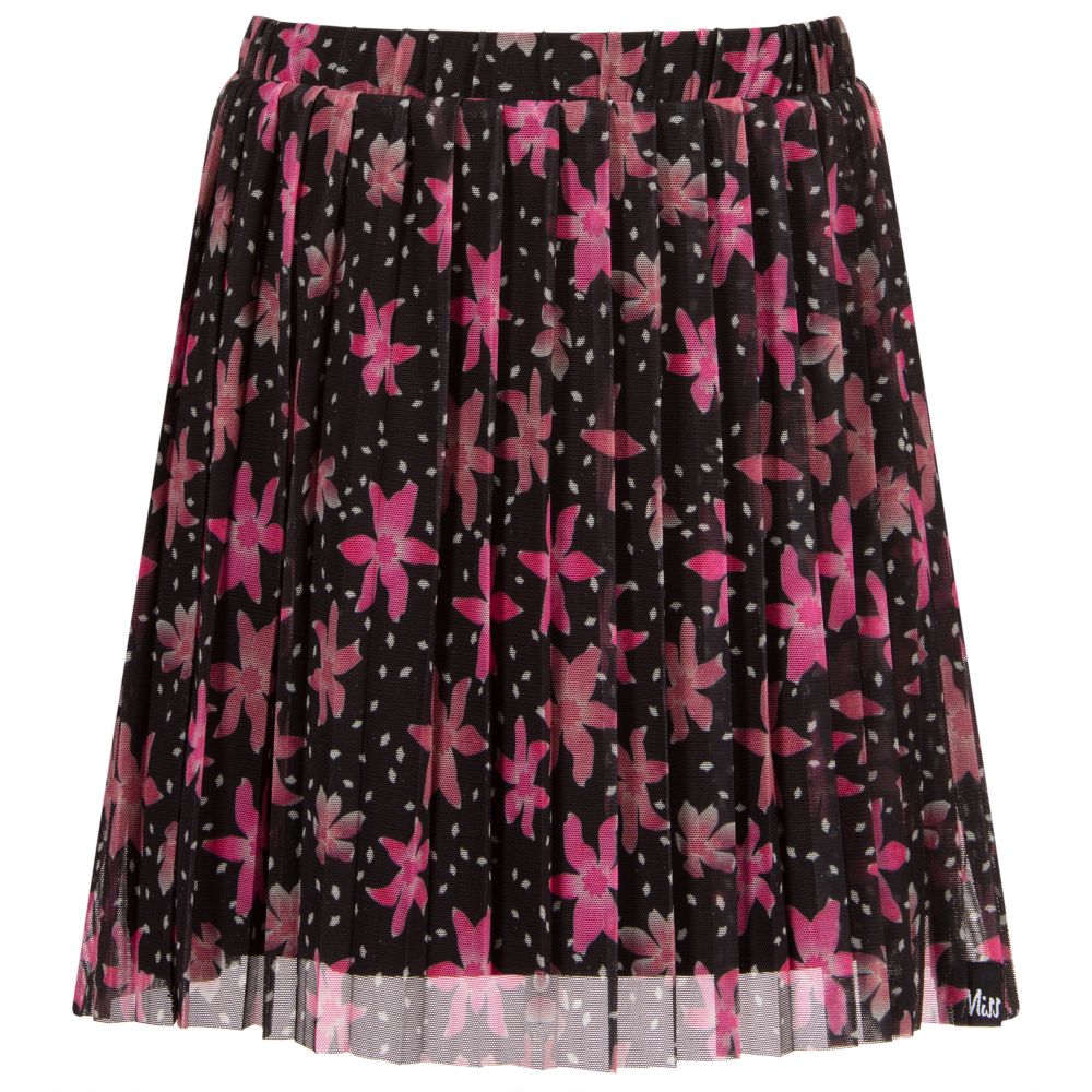 NIK&NIK - Черно-розовая сетчатая юбка с цветочным рисунком | Childrensalon
