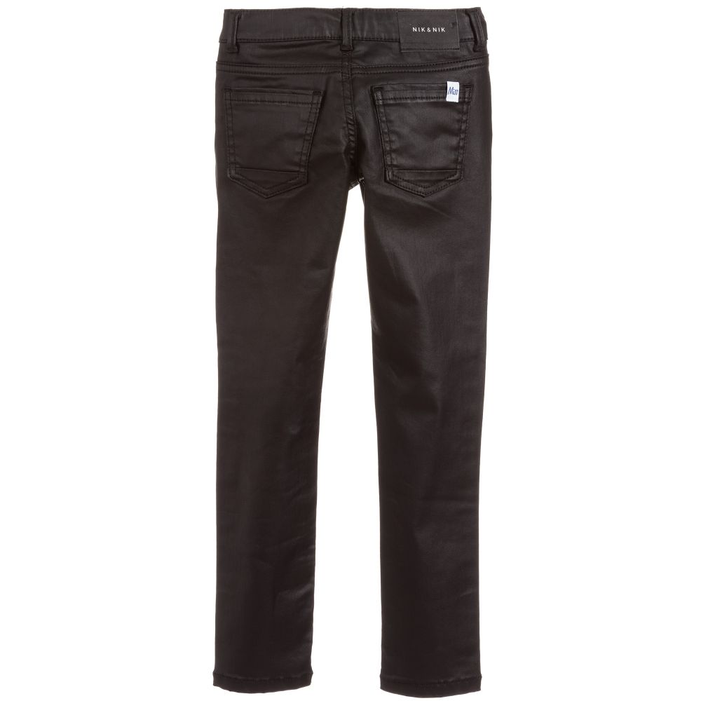 NIK&NIK-Black Skinny Fit Coated Jeans | Childrensalon Outlet