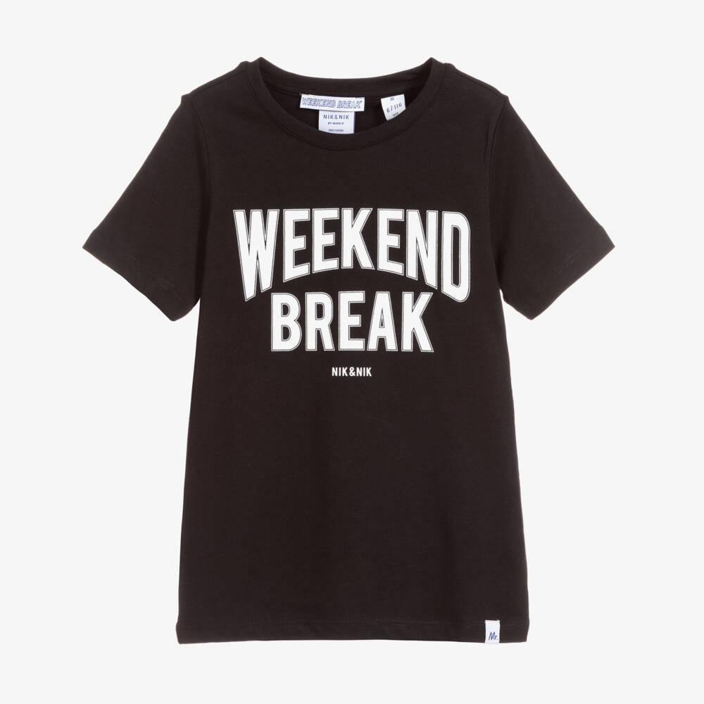 NIK&NIK-Boys Black Cotton T-Shirt | Childrensalon Outlet