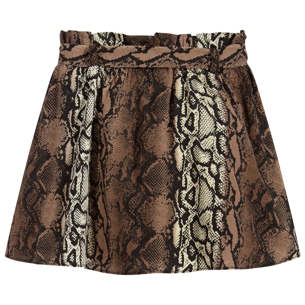 NIK&NIK-تنورة لون بنّي بطبعة جلد الثعبان | Childrensalon Outlet