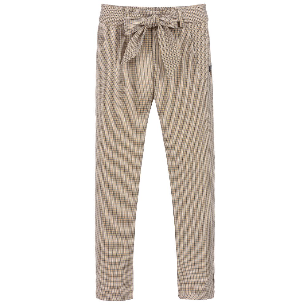 NIK&NIK - Girls Beige Check Trousers | Childrensalon