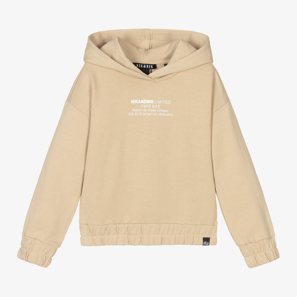 NIK&NIK - Girls Beige Logo Hoodie | Childrensalon