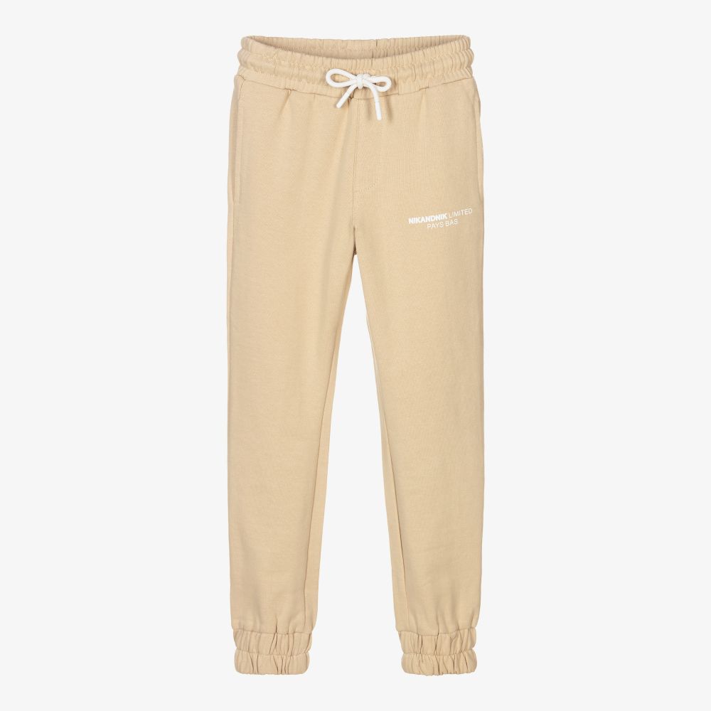 NIK&NIK - Girls Beige Logo Joggers | Childrensalon