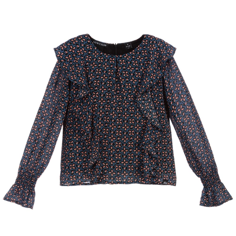 NIK&NIK - Girls Black & Blue Blouse | Childrensalon