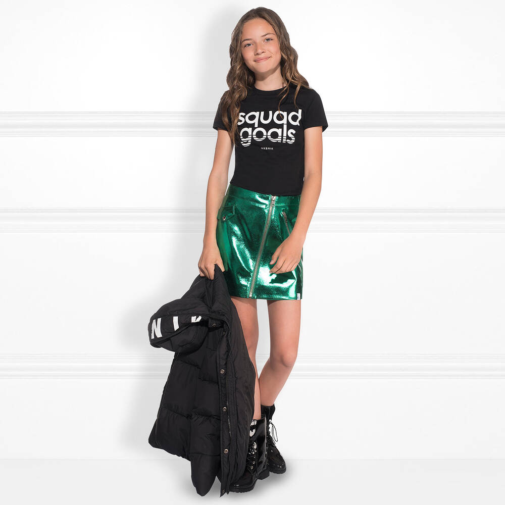 NIK&NIK-تي شيرت قطن لون أسود للبنات | Childrensalon Outlet