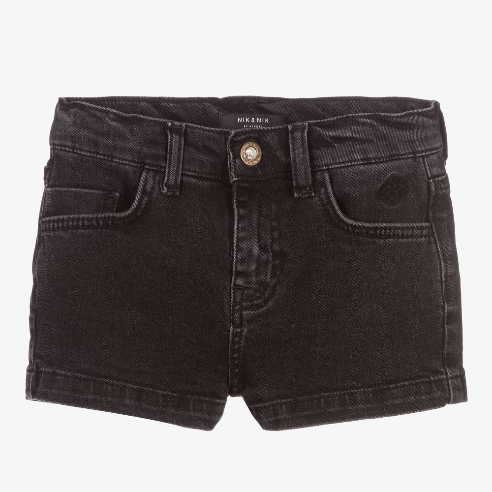 NIK&NIK - Girls Black Denim Shorts | Childrensalon