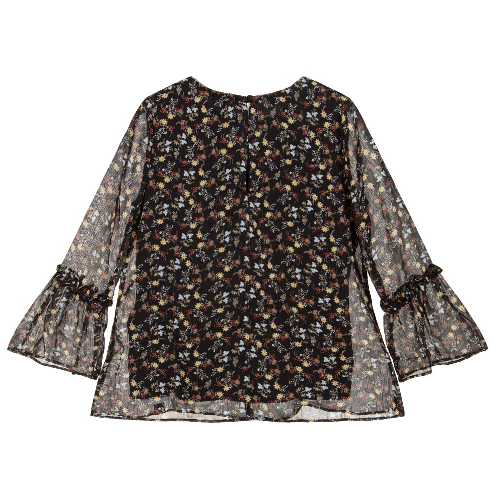 NIK&NIK-Черная блузка с цветочным рисунком для девочек | Childrensalon Outlet