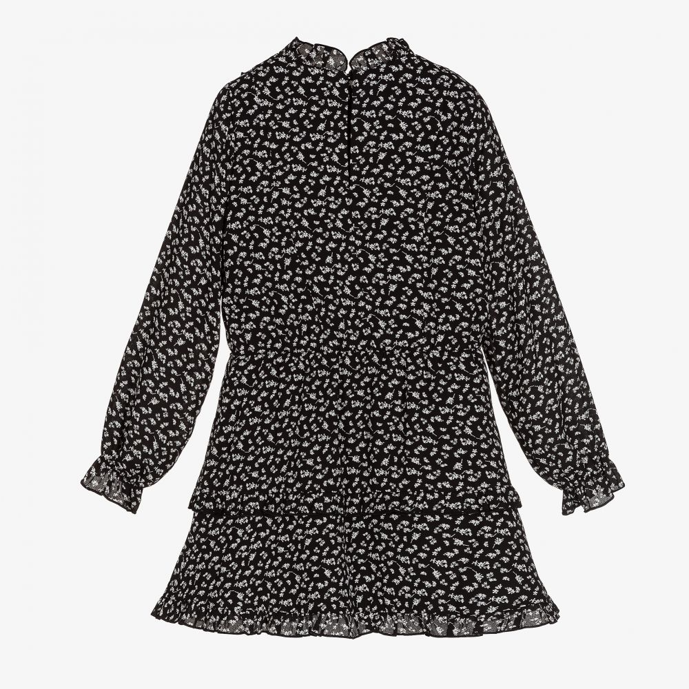 نك آند نك-فستان كريب لون أسود بطبعة ورود | Childrensalon Outlet