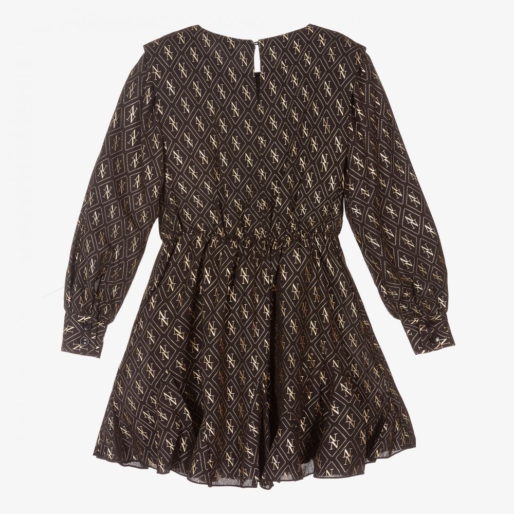 نك آند نك-فستان شيفون لون أسود وذهبي | Childrensalon Outlet