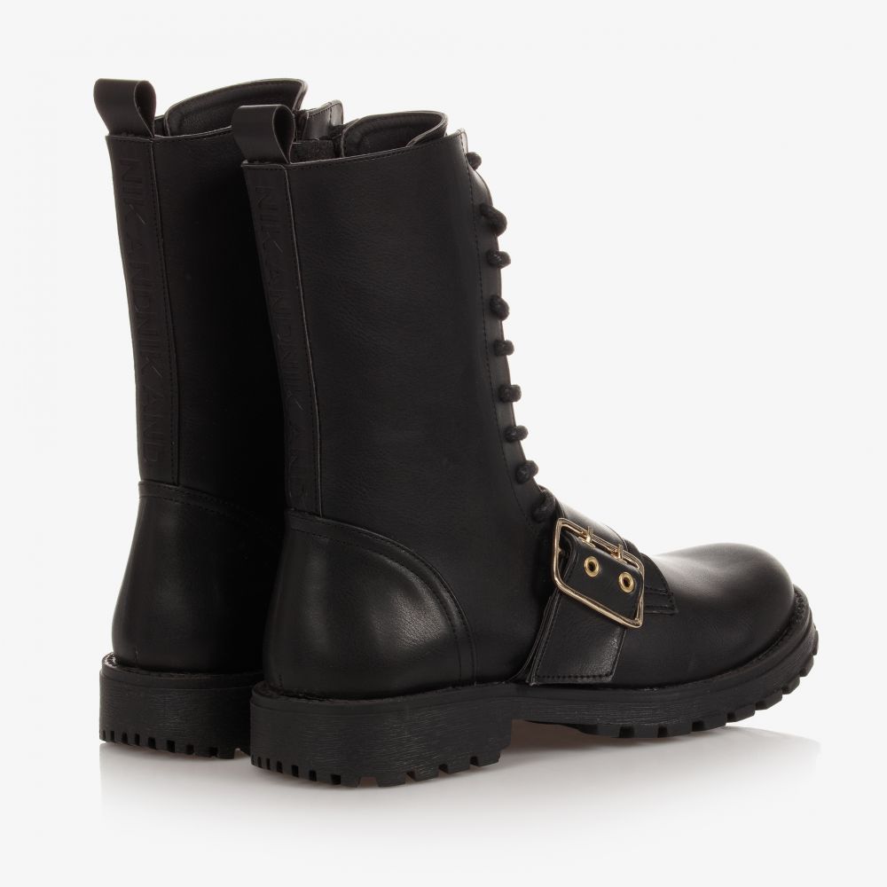 NIK&NIK-Girls Black Lace-Up Boots | Childrensalon Outlet