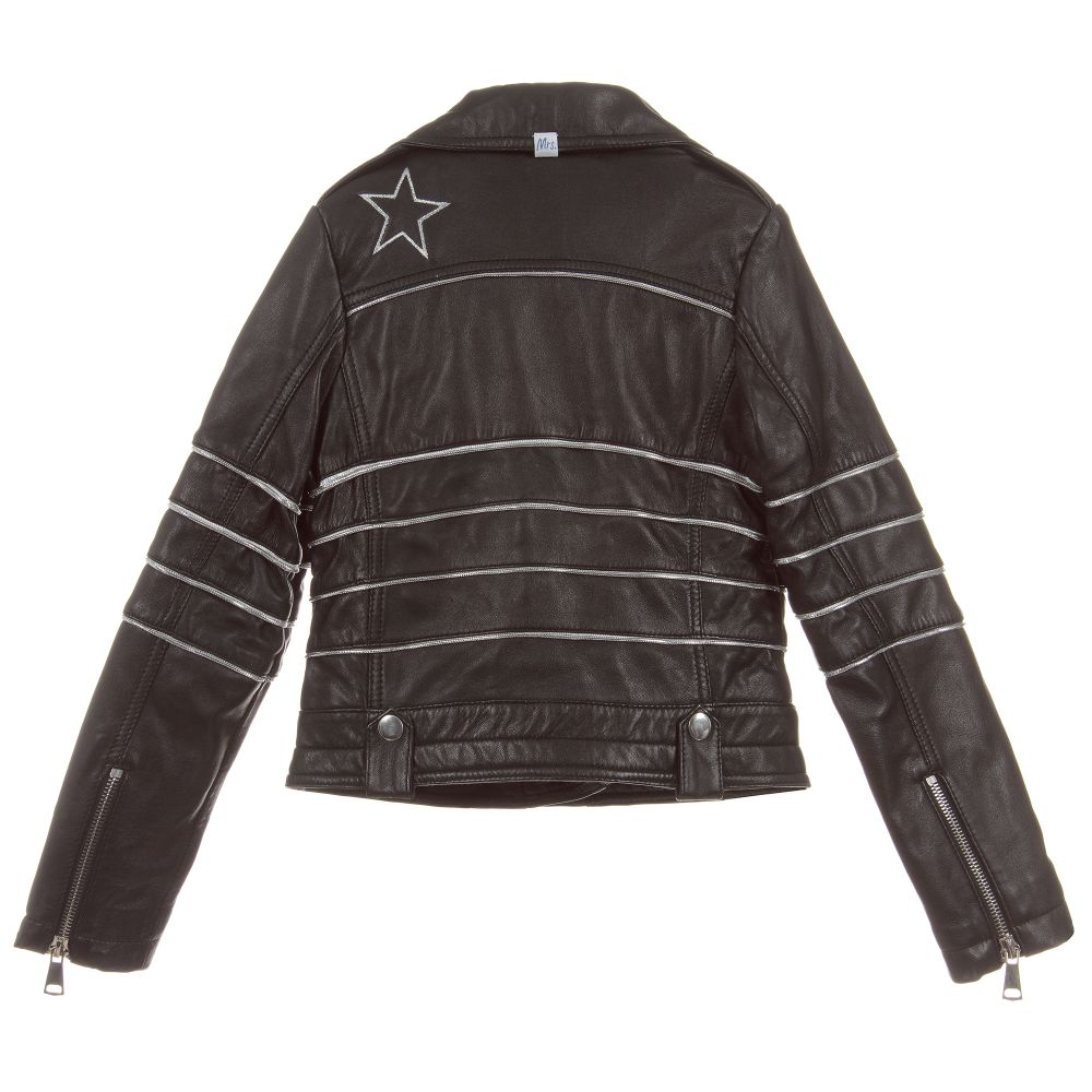 NIK&NIK X BEAUTYNEZZ-Girls Black Leather Jacket | Childrensalon Outlet