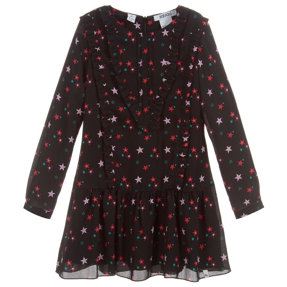 NIK&NIK -  Girls Black Star Print Dress | Childrensalon