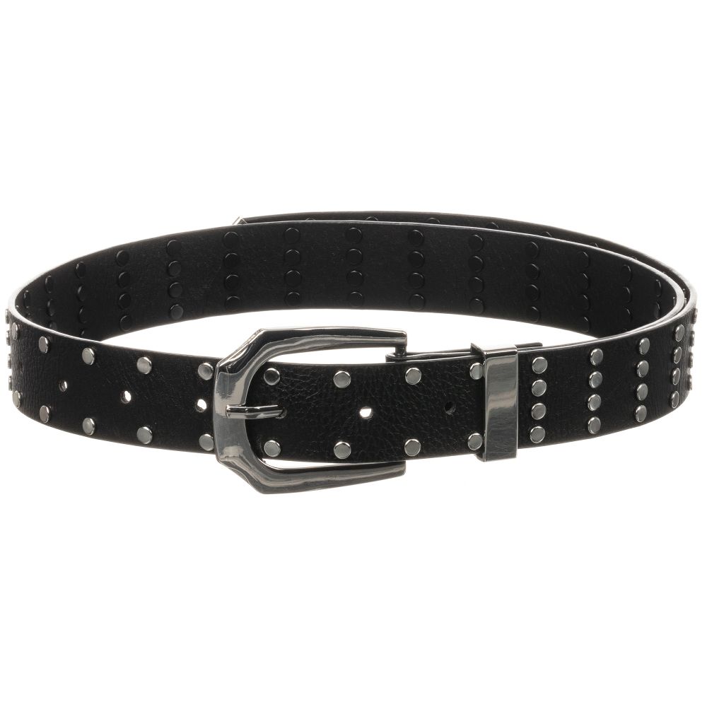 نك آند نك-حزام جلد إصطناعي لون أسود و فضّي للبنات | Childrensalon Outlet