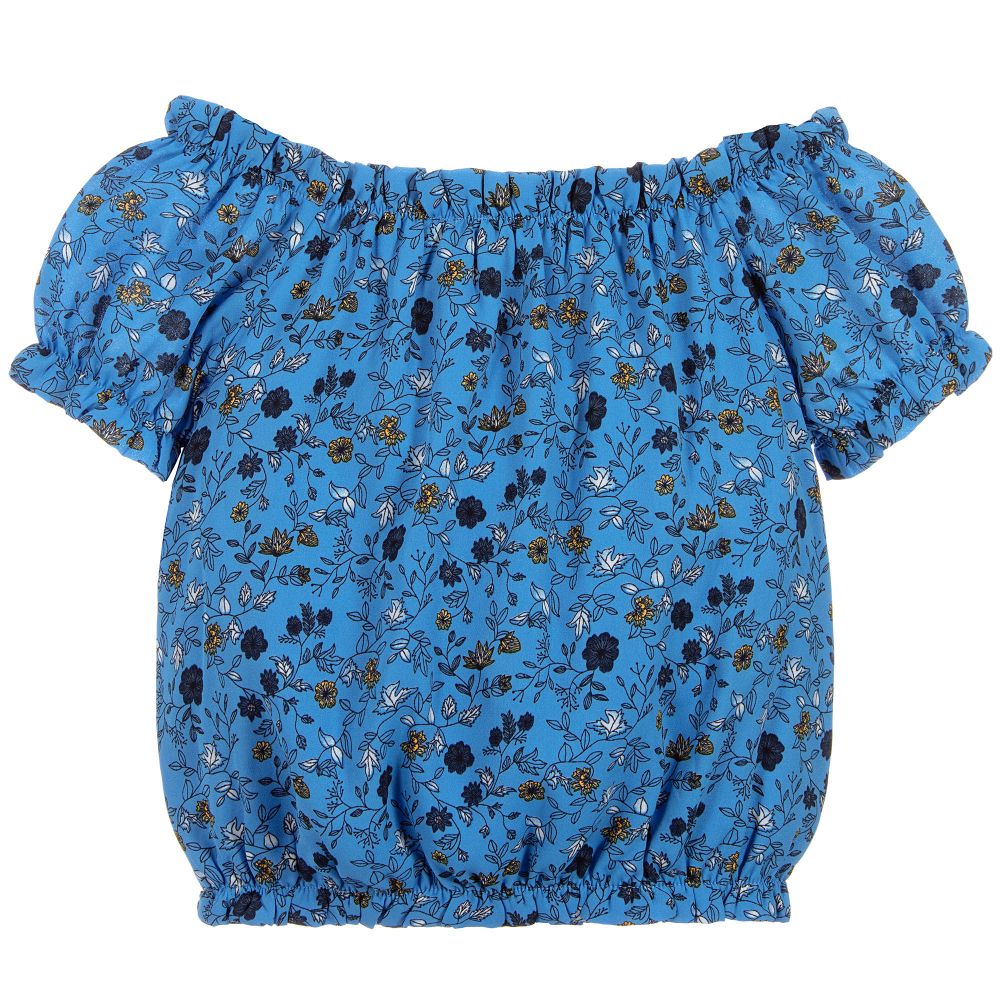 NIK&NIK-Girls Blue Floral Blouse | Childrensalon Outlet